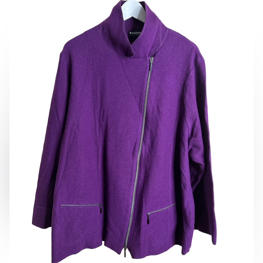 Samoon by Gerry Weber Purple Wool Asymmetrical‎ Zip Jacket